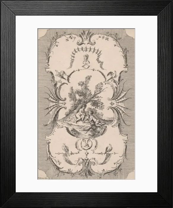 Framed Print : Design for Wallpaper L Innocent Badinage, or Boys at Play, ca. 1745-50. ca Framed Print : Design for Wallpaper L Innocent Badinage, or Boys at Play, ca. 1745-50. ca