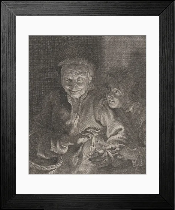 Framed Print : Old woman and a boy with candles, ca. 1620-30. ca. 1620-30 Framed Print : Old woman and a boy with candles, ca. 1620-30. ca. 1620-30