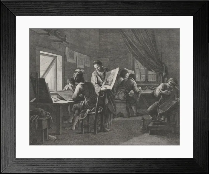 Framed Print : The Printmaking Workshop, 1750-1800. 1750-1800. Creator: Pellegrino dal Colle Framed Print : The Printmaking Workshop, 1750-1800. 1750-1800. Creator: Pellegrino dal Colle