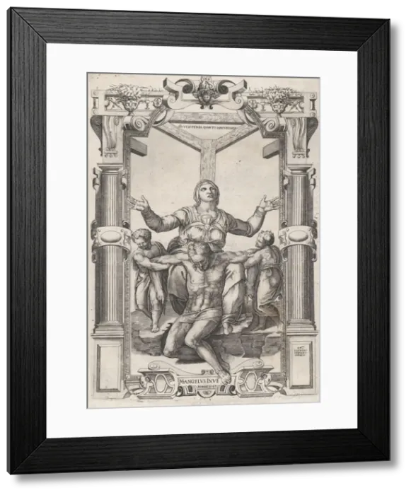 Framed Print : Pietawith Angels in Front of the Cross, 1547. 1547. Creator: Nicolas Beatrizet Framed Print : Pietawith Angels in Front of the Cross, 1547. 1547. Creator: Nicolas Beatrizet