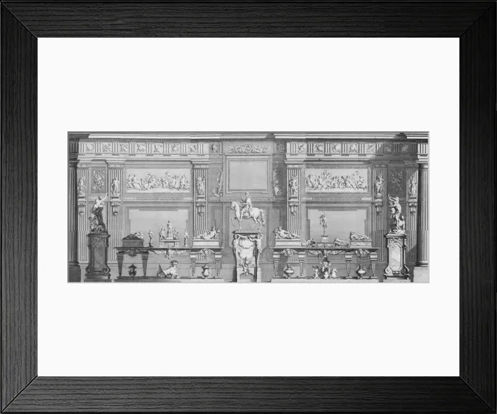 Framed Print : La Galerie de Girardon, 18th century. 18th century. Creator: Nicolas Chevalier Framed Print : La Galerie de Girardon, 18th century. 18th century. Creator: Nicolas Chevalier