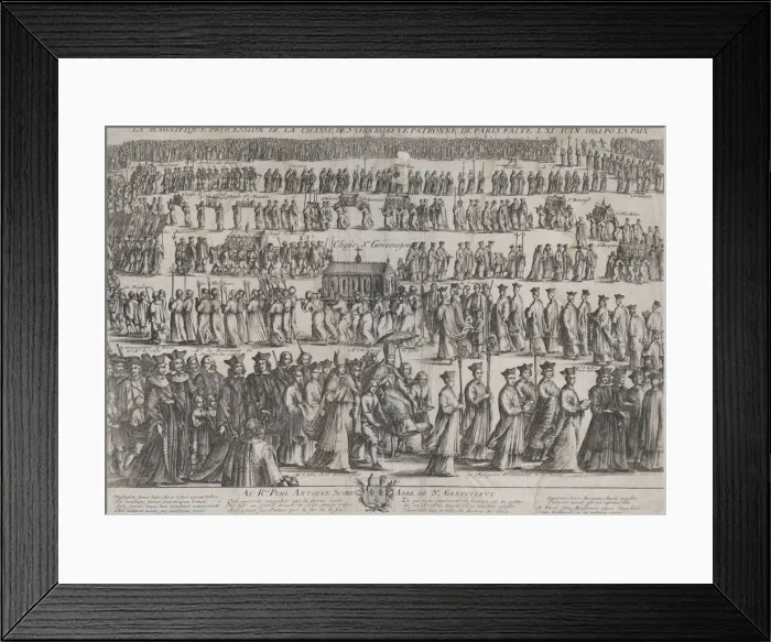 Framed Print : The procession of the casket of St. Genevieve, with clerics Framed Print : The procession of the casket of St. Genevieve, with clerics