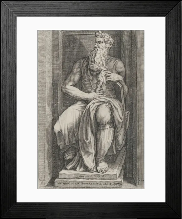 Framed Print : Speculum Romanae Magnificentiae: Moses after the sculpture by Michelangelo, 16th c Framed Print : Speculum Romanae Magnificentiae: Moses after the sculpture by Michelangelo, 16th c