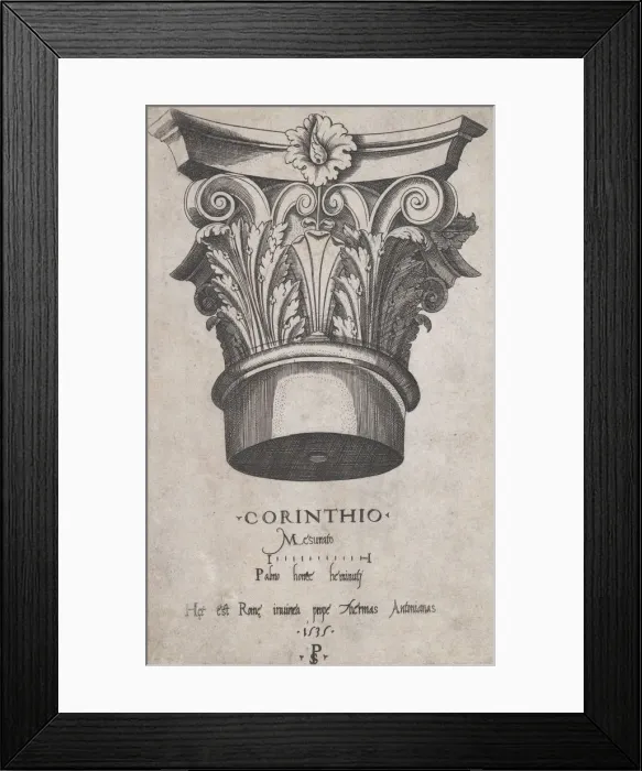 Framed Print : Speculum Romanae Magnificentiae: Corinthian capital, 1535. 1535. Creator: Master PS Framed Print : Speculum Romanae Magnificentiae: Corinthian capital, 1535. 1535. Creator: Master PS
