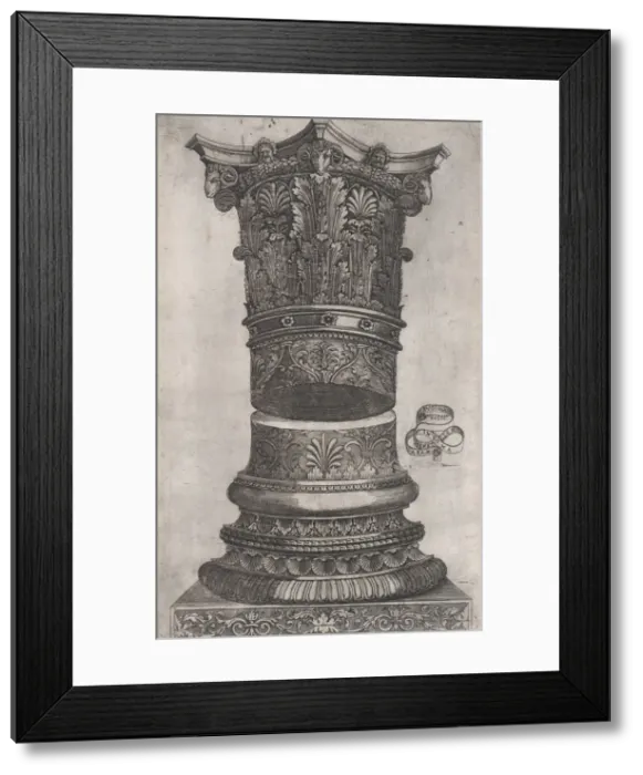 Framed Print : Speculum Romanae Magnificentiae: Decorated capital and base in the Temple of Jupiter Framed Print : Speculum Romanae Magnificentiae: Decorated capital and base in the Temple of Jupiter