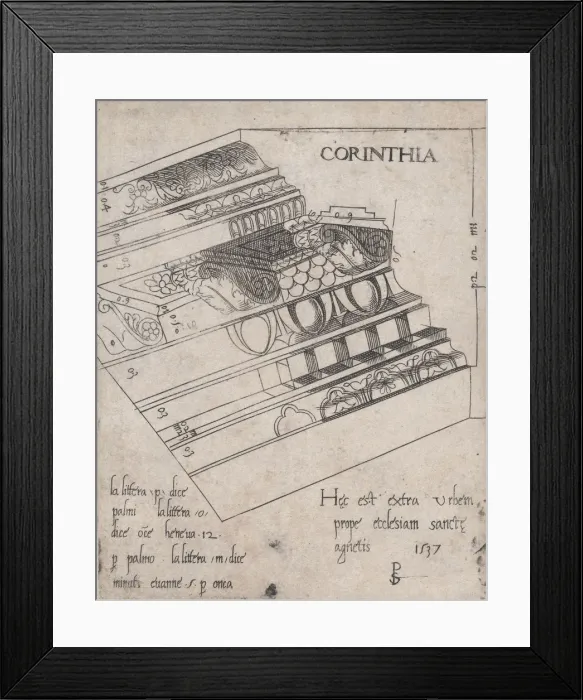 Framed Print : Speculum Romanae Magnificentiae: Corinthian entablature, 1537. 1537. Creator: Master PS Framed Print : Speculum Romanae Magnificentiae: Corinthian entablature, 1537. 1537. Creator: Master PS