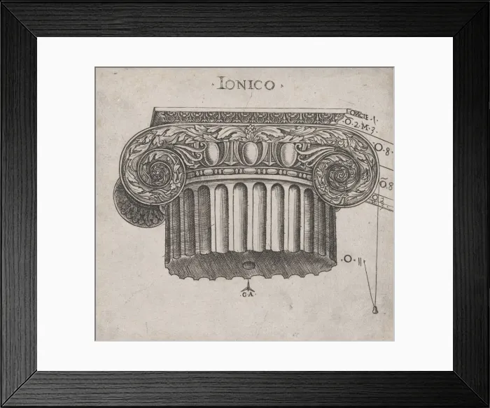 Framed Print : Speculum Romanae Magnificentiae: Ionic capital, ca. 1537. ca. 1537. Creator: Master GA Framed Print : Speculum Romanae Magnificentiae: Ionic capital, ca. 1537. ca. 1537. Creator: Master GA