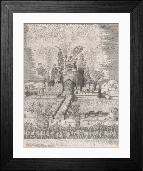 Framed Print : Speculum Romanae Magnificentiae: The Girandola at the Castel Sant Angelo, Rome, 1579 Framed Print : Speculum Romanae Magnificentiae: The Girandola at the Castel Sant Angelo, Rome, 1579