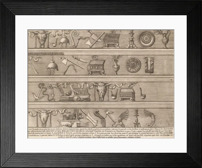 Framed Print : Speculum Romanae Magnificentiae: Sacrificial Instruments Based on Ancient Relief Sc Framed Print : Speculum Romanae Magnificentiae: Sacrificial Instruments Based on Ancient Relief Sc