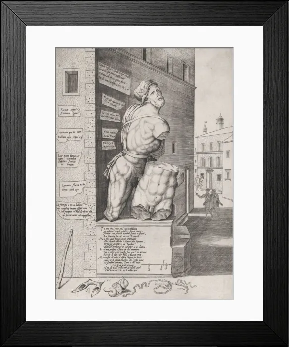 Framed Print : Speculum Romanae Magnificentiae: Statue of Pasquin in the House of Cardinal Ursino, 1550 Framed Print : Speculum Romanae Magnificentiae: Statue of Pasquin in the House of Cardinal Ursino, 1550
