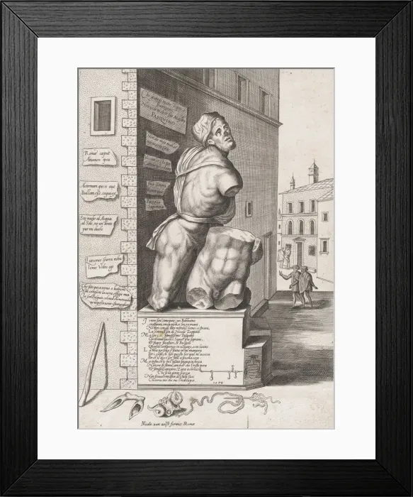 Framed Print : Statue of Pasquin in the House of Cardinal Ursino, Published after 1582 Framed Print : Statue of Pasquin in the House of Cardinal Ursino, Published after 1582