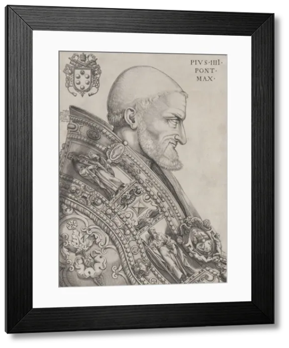 Framed Print : Portrait of Pope Pius IV, mid-16th century. mid-16th century. Creator: Nicolas Beatrizet Framed Print : Portrait of Pope Pius IV, mid-16th century. mid-16th century. Creator: Nicolas Beatrizet