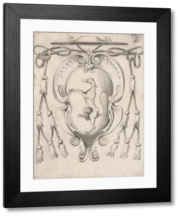 Framed Print : Coat of Arms of a Cardinal of the Sampieri Family, 1590-95. Creator: Agostino Carracci Framed Print : Coat of Arms of a Cardinal of the Sampieri Family, 1590-95. Creator: Agostino Carracci