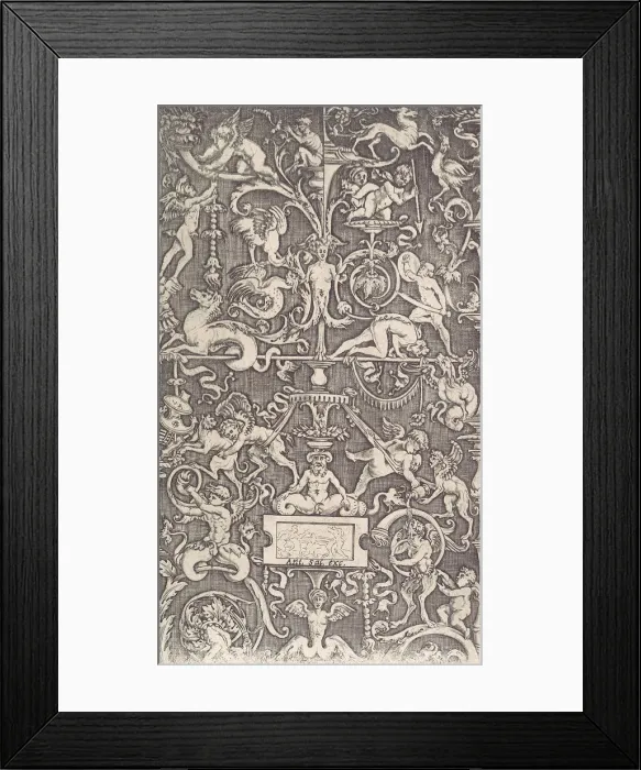 Framed Print : Ornamental Panel, ca. 1514-36. Creator: Agostino Veneziano Framed Print : Ornamental Panel, ca. 1514-36. Creator: Agostino Veneziano