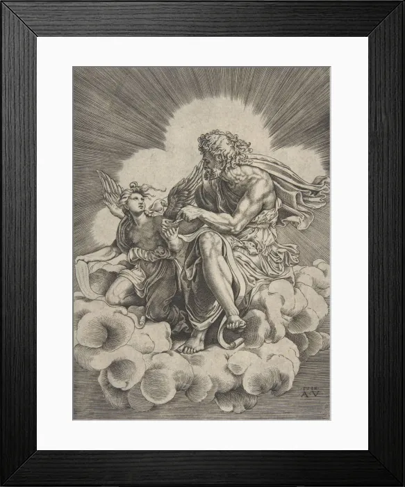 Framed Print : Saint Matthew, dated 1518. Creator: Agostino Veneziano Framed Print : Saint Matthew, dated 1518. Creator: Agostino Veneziano