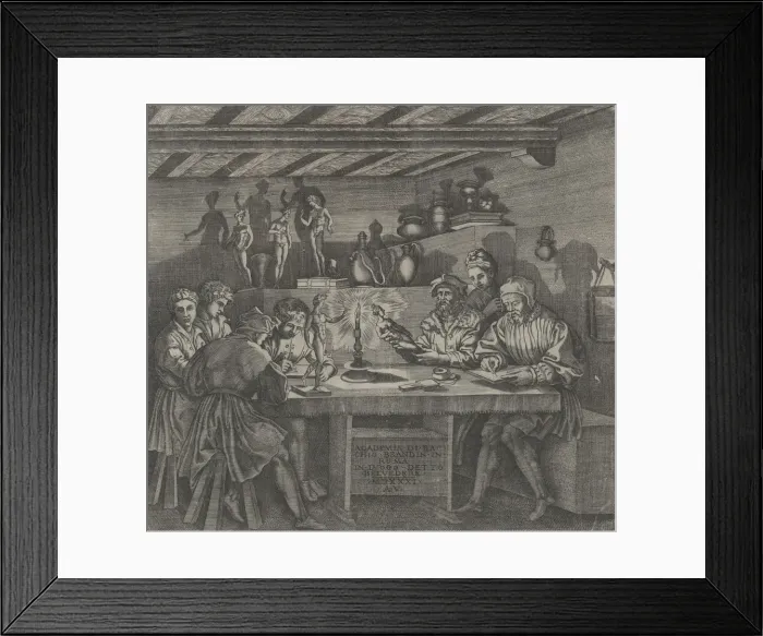 Framed Print : Baccio Bandinelli in his studio holding a statuette of Venus Framed Print : Baccio Bandinelli in his studio holding a statuette of Venus