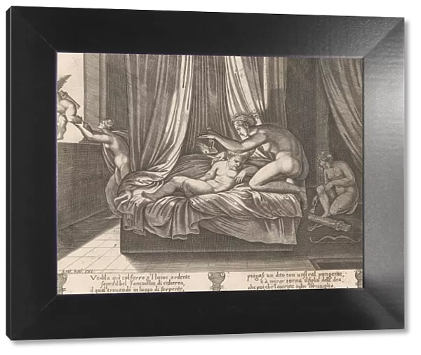 Plate 13: Psyche looking at Cupid, from the Story of Cupid and Psyche as told by Apulei
