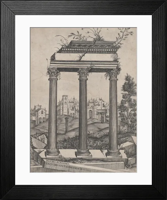 Framed Print : Speculum Romanae Magnificentiae: Temple of Antoninus and Faustina, 16th century
