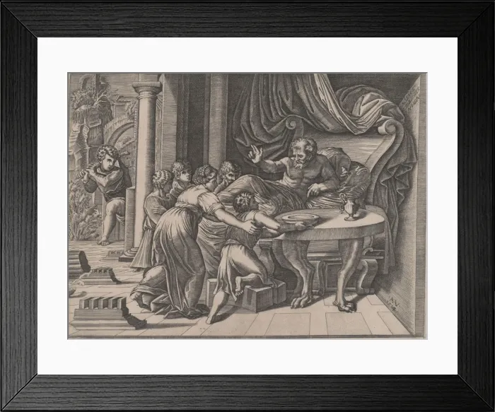 Framed Print : Isaac Blessing Jacob, 1524. Creator: Agostino Veneziano Framed Print : Isaac Blessing Jacob, 1524. Creator: Agostino Veneziano