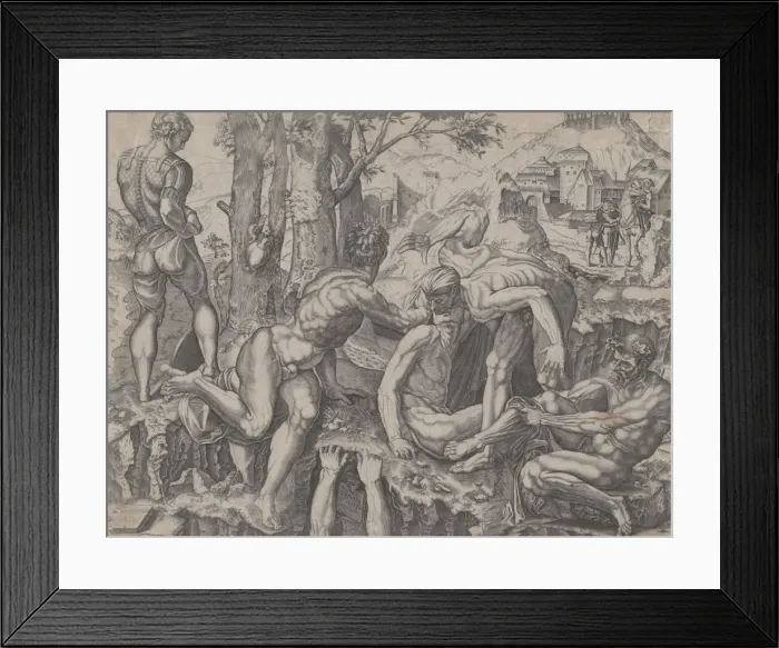 Framed Print : The Climbers, dated 1524. Creator: Agostino Veneziano Framed Print : The Climbers, dated 1524. Creator: Agostino Veneziano