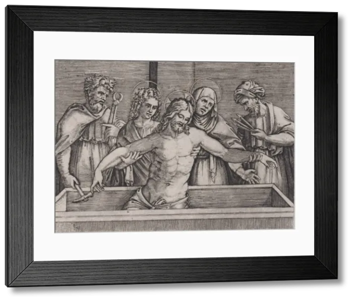 Framed Print : The Entombment of Christ, ca. 1514-36. Creator: Agostino Veneziano Framed Print : The Entombment of Christ, ca. 1514-36. Creator: Agostino Veneziano