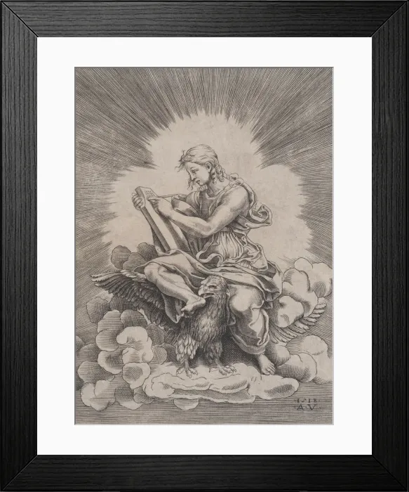 Framed Print : Saint John, dated 1518. Creator: Agostino Veneziano Framed Print : Saint John, dated 1518. Creator: Agostino Veneziano