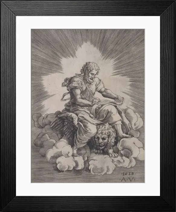 Framed Print : Saint Mark, dated 1518. Creator: Agostino Veneziano Framed Print : Saint Mark, dated 1518. Creator: Agostino Veneziano