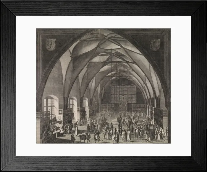 Framed Print : Interior View of Vladislav Hall at Prague Castle during the Annual Fair, 1607. 1607 Framed Print : Interior View of Vladislav Hall at Prague Castle during the Annual Fair, 1607. 1607