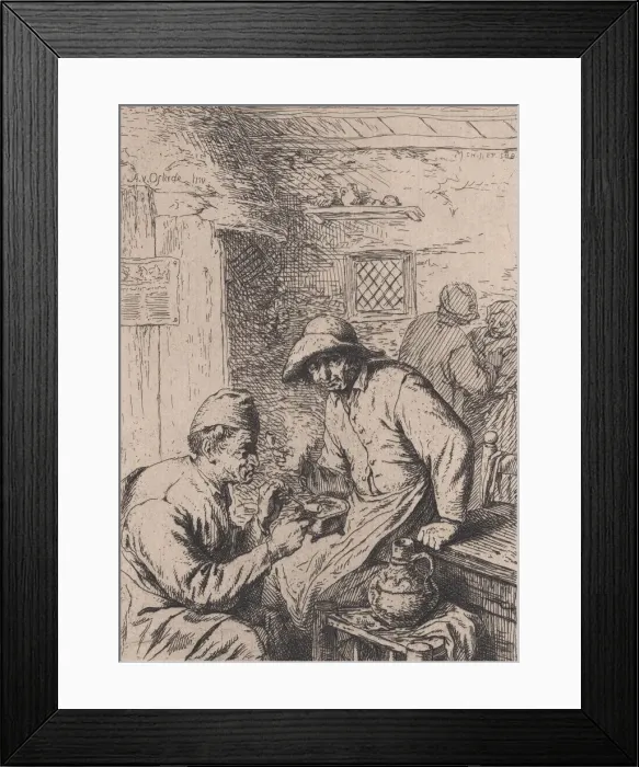 Framed Print : The Smokers, after Ostade, 19th century. Creator: After Adriaen van Ostade Framed Print : The Smokers, after Ostade, 19th century. Creator: After Adriaen van Ostade