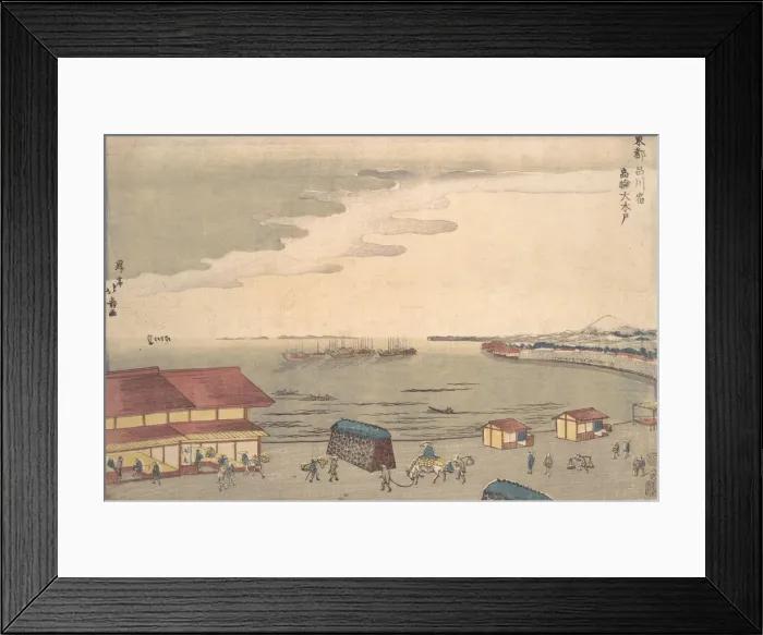 Framed Print : Shore Scene Showing European Influence. Creator: Shotei Hokuju Framed Print : Shore Scene Showing European Influence. Creator: Shotei Hokuju