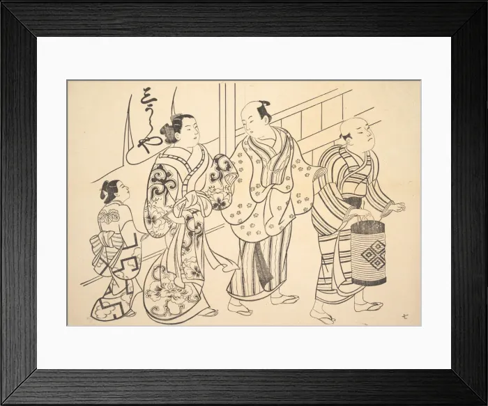 Framed Print : A Man Attended by a Servant Carrying a Lantern. Creator: Unknown Framed Print : A Man Attended by a Servant Carrying a Lantern. Creator: Unknown