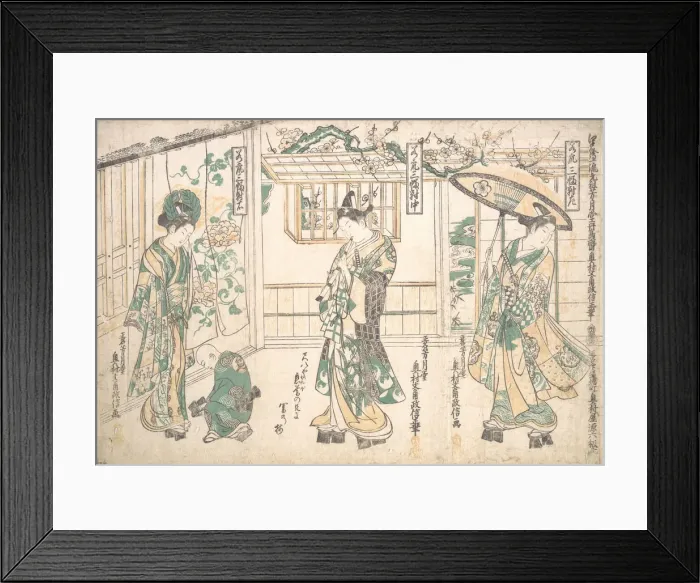 Framed Print : Tripytych of Young Men. Creator: Okumura Masanobu Framed Print : Tripytych of Young Men. Creator: Okumura Masanobu