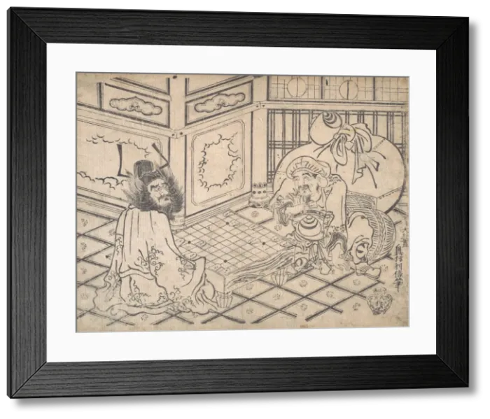 Framed Print : Daikoku and Shoki Playing Chess, ca. 1730. ca. 1730. Creator: Okumura Toshinobu Framed Print : Daikoku and Shoki Playing Chess, ca. 1730. ca. 1730. Creator: Okumura Toshinobu