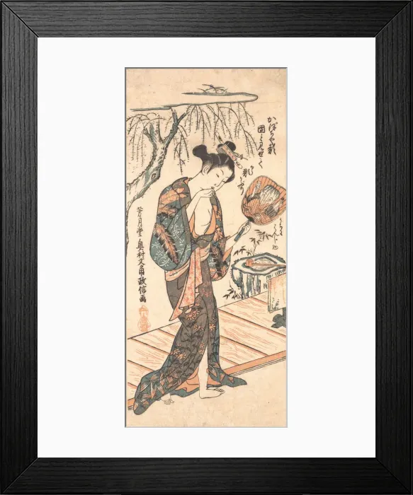Framed Print : Woman In Loosened Kimono Coming From the Bath, ca. 1755. ca. 1755 Framed Print : Woman In Loosened Kimono Coming From the Bath, ca. 1755. ca. 1755