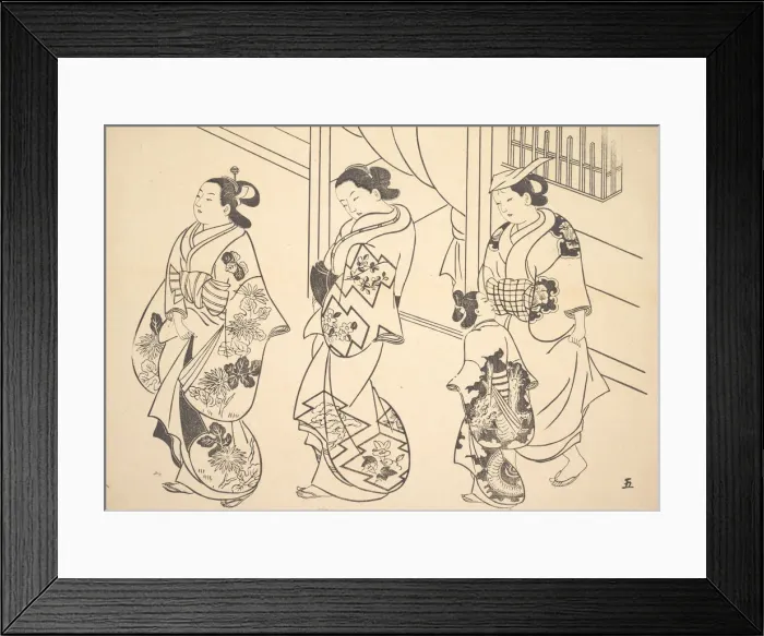 Framed Print : Three Courtesans and a Kamuro Strolling in the Street. Creator: Unknown Framed Print : Three Courtesans and a Kamuro Strolling in the Street. Creator: Unknown