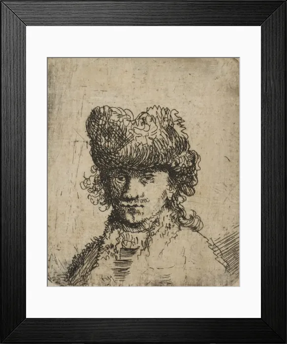 Framed Print : Self-Portrait in a Fur Cap: Bust, 18th century. 18th century. Creator: Unknown Framed Print : Self-Portrait in a Fur Cap: Bust, 18th century. 18th century. Creator: Unknown