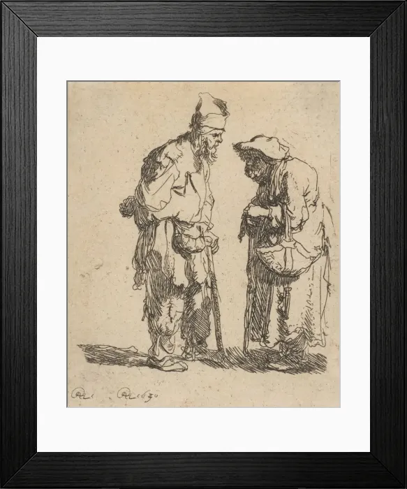 Framed Print : Beggar Man and Beggar Woman Conversing, 1630. 1630. Creator: Rembrandt Harmensz van Rijn Framed Print : Beggar Man and Beggar Woman Conversing, 1630. 1630. Creator: Rembrandt Harmensz van Rijn