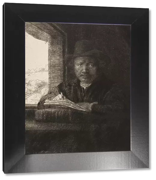 Self-Portrait Etching at a Window, 1648. 1648. Creator: Rembrandt Harmensz van Rijn