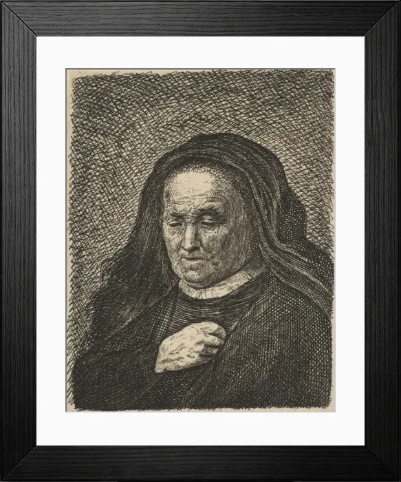 Framed Print : The Artists Mother with Her Hand on Her Chest, 18th century. 18th century Framed Print : The Artists Mother with Her Hand on Her Chest, 18th century. 18th century