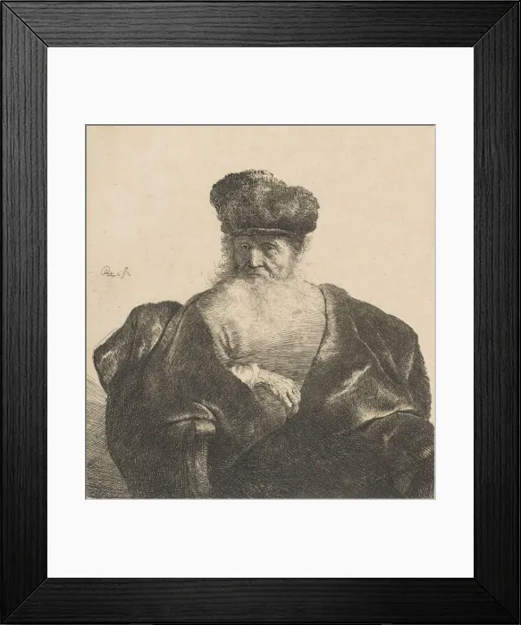 Framed Print : Old Man with Beard, Fur Cap, and Velvet Cloak, ca. 1631. ca. 1631 Framed Print : Old Man with Beard, Fur Cap, and Velvet Cloak, ca. 1631. ca. 1631