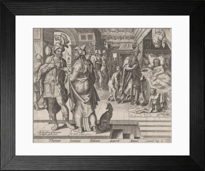 Framed Print : Jonadab Counselling Amnon, from The Story of Tamar and Amnon, plate 1, 1559. 1559 Framed Print : Jonadab Counselling Amnon, from The Story of Tamar and Amnon, plate 1, 1559. 1559