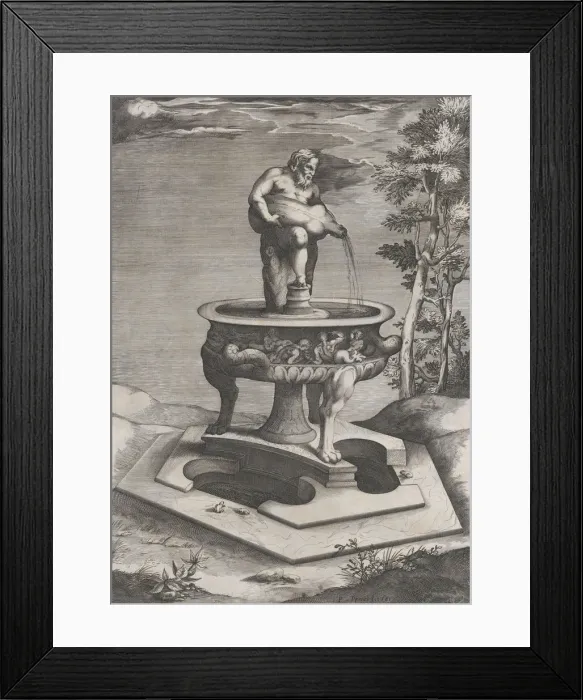 Framed Print : Speculum Romanae Magnificentiae: A Fountain and Basin, 1581. 1581 Framed Print : Speculum Romanae Magnificentiae: A Fountain and Basin, 1581. 1581