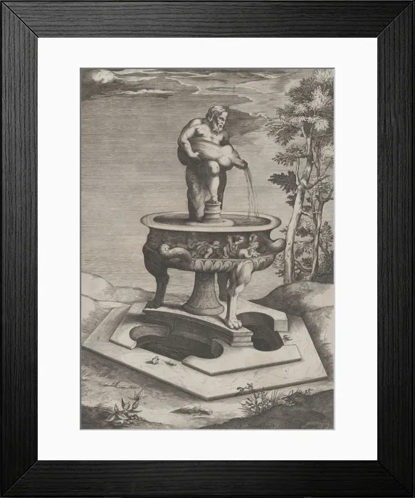 Framed Print : Speculum Romanae Magnificentiae: A Fountain and Basin, 1581. 1581 Framed Print : Speculum Romanae Magnificentiae: A Fountain and Basin, 1581. 1581