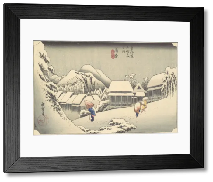 Framed Print : Evening Snow at Kanbara, from the series Fifty-three Stations of the Tokaido, ca... ca. 1833-34. Creator: Ando Hiroshige. Evening Snow at Kanbara, from the series Fifty-three Stations of the Tokaido, ca... ca. 1833-34 Framed Print : Evening Snow at Kanbara, from the series Fifty-three Stations of the Tokaido, ca... ca. 1833-34. Creator: Ando Hiroshige. Evening Snow at Kanbara, from the series Fifty-three Stations of the Tokaido, ca... ca. 1833-34