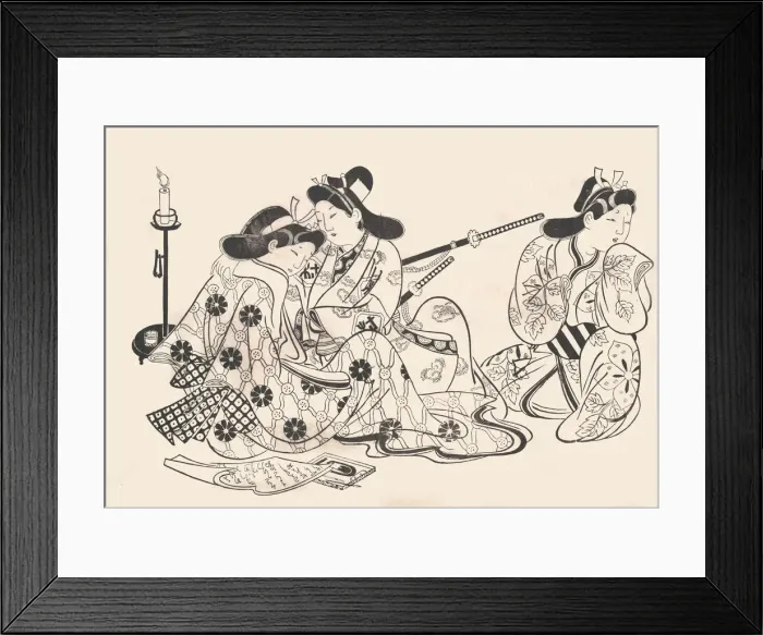 Framed Print : Samurai and Courtesan Seated; A Servant Beside Them, ca. 1685. ca. 1685 Framed Print : Samurai and Courtesan Seated; A Servant Beside Them, ca. 1685. ca. 1685