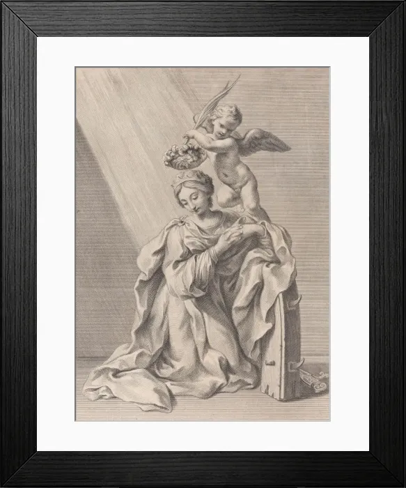Framed Print : Saint Catherine of Alexandria, kneeling with her elbow resting on the spiked wheel Framed Print : Saint Catherine of Alexandria, kneeling with her elbow resting on the spiked wheel