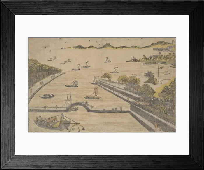 Framed Print : View of Fukagawa, Edo, ca. 1764. ca. 1764. Creator: Suzuki Harunobu Framed Print : View of Fukagawa, Edo, ca. 1764. ca. 1764. Creator: Suzuki Harunobu