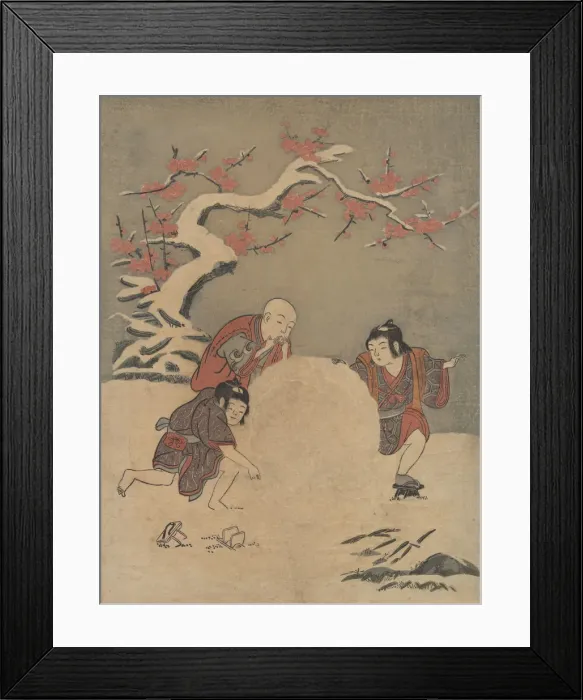 Framed Print : The Snow Ball, 1770. 1770. Creator: Suzuki Harunobu Framed Print : The Snow Ball, 1770. 1770. Creator: Suzuki Harunobu