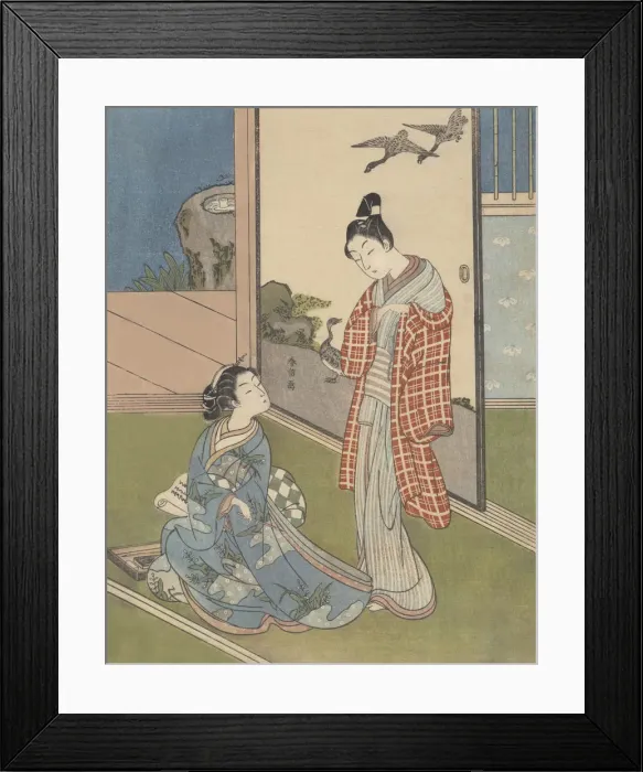 Framed Print : A Girl Writing a Letter, 18th century. 18th century. Creator: Suzuki Harunobu Framed Print : A Girl Writing a Letter, 18th century. 18th century. Creator: Suzuki Harunobu