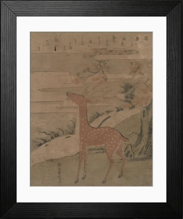 Framed Print : The Cry of the Stag, ca. 1760. ca. 1760. Creator: Suzuki Harunobu Framed Print : The Cry of the Stag, ca. 1760. ca. 1760. Creator: Suzuki Harunobu
